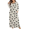 image:imagePOPYOUNG Plus Size Maxi Dress for Womens Casual Fall Dresses Long Sleeves Winter Long Dress with PocketsBlack Rose Beige