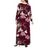 image:imagePOPYOUNG Plus Size Maxi Dress for Womens Casual Fall Dresses Long Sleeves Winter Long Dress with PocketsFloral Wine