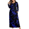 image:imagePOPYOUNG Plus Size Maxi Dress for Womens Casual Fall Dresses Long Sleeves Winter Long Dress with PocketsPurple FlowerBlack