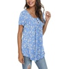 image:imagePOPYOUNG Summer Womens Tunic Tops Loose Fit dressy Casual Short Sleeve Shirts to Wear with LeggingsA2blue White Flower