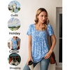 image:imagePOPYOUNG Summer Womens Tunic Tops Loose Fit dressy Casual Short Sleeve Shirts to Wear with LeggingsColorful Floral Purple