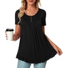 image:imagePOPYOUNG Tunic Tops for Women Dressy Loose Fit Casual Short Sleeve Long Shirts Ruffled Hem Blouse wear with Leggings