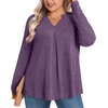 image:imagePOPYOUNG Women Plus Size Henley Tops Winter Dressy Tunic Casual Long Sleeve TShirts01purple
