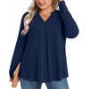 image:imagePOPYOUNG Women Plus Size Henley Tops Winter Dressy Tunic Casual Long Sleeve TShirtsNavy Blue