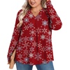 image:imagePOPYOUNG Women Plus Size Henley Tops Winter Dressy Tunic Casual Long Sleeve TShirtsSnowflakes  Red