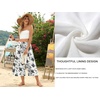 image:imagePOPYOUNG Womens Capri Pant Dressy Casual Wide Leg Palazzo Pants Flowy Gaucho Pants Drawstring Trousers with Pockets01black Flower White