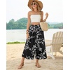 image:imagePOPYOUNG Womens Capri Pant Dressy Casual Wide Leg Palazzo Pants Flowy Gaucho Pants Drawstring Trousers with Pockets02white Fl Carvings