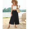 image:imagePOPYOUNG Womens Capri Pant Dressy Casual Wide Leg Palazzo Pants Flowy Gaucho Pants Drawstring Trousers with Pockets03black