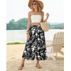 image:imagePOPYOUNG Womens Capri Pant Dressy Casual Wide Leg Palazzo Pants Flowy Gaucho Pants Drawstring Trousers with Pockets04black Campanula