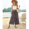 image:imagePOPYOUNG Womens Capri Pant Dressy Casual Wide Leg Palazzo Pants Flowy Gaucho Pants Drawstring Trousers with PocketsBlack Mix Floral