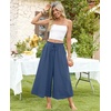 image:imagePOPYOUNG Womens Capri Pant Dressy Casual Wide Leg Palazzo Pants Flowy Gaucho Pants Drawstring Trousers with PocketsBlue
