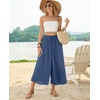 image:imagePOPYOUNG Womens Capri Pant Dressy Casual Wide Leg Palazzo Pants Flowy Gaucho Pants Drawstring Trousers with PocketsBlue