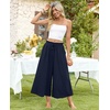 image:imagePOPYOUNG Womens Capri Pant Dressy Casual Wide Leg Palazzo Pants Flowy Gaucho Pants Drawstring Trousers with PocketsDark Blue