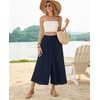 image:imagePOPYOUNG Womens Capri Pant Dressy Casual Wide Leg Palazzo Pants Flowy Gaucho Pants Drawstring Trousers with PocketsDark Blue