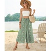 image:imagePOPYOUNG Womens Capri Pant Dressy Casual Wide Leg Palazzo Pants Flowy Gaucho Pants Drawstring Trousers with PocketsGreen FloralMix