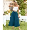 image:imagePOPYOUNG Womens Capri Pant Dressy Casual Wide Leg Palazzo Pants Flowy Gaucho Pants Drawstring Trousers with PocketsGrey Blue