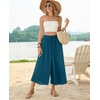 image:imagePOPYOUNG Womens Capri Pant Dressy Casual Wide Leg Palazzo Pants Flowy Gaucho Pants Drawstring Trousers with PocketsGrey Blue