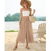image:imagePOPYOUNG Womens Capri Pant Dressy Casual Wide Leg Palazzo Pants Flowy Gaucho Pants Drawstring Trousers with PocketsKhaki