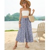 image:imagePOPYOUNG Womens Capri Pant Dressy Casual Wide Leg Palazzo Pants Flowy Gaucho Pants Drawstring Trousers with PocketsNavy Variegated Floral