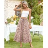 image:imagePOPYOUNG Womens Capri Pant Dressy Casual Wide Leg Palazzo Pants Flowy Gaucho Pants Drawstring Trousers with PocketsRed Flower White