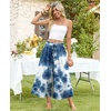 image:imagePOPYOUNG Womens Capri Pant Dressy Casual Wide Leg Palazzo Pants Flowy Gaucho Pants Drawstring Trousers with PocketsTie Blue