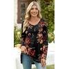 image:imagePOPYOUNG Womens Long Sleeve Tunic Tops Fall Long Shirts to Wear with Leggings Loose Fit Dressy Crewneck BlouseCrewneckbrown Floral Black