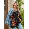 image:imagePOPYOUNG Womens Long Sleeve Tunic Tops Fall Long Shirts to Wear with Leggings Loose Fit Dressy Crewneck BlouseCrewneckbrown Floral Black