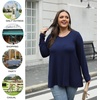 image:imagePOPYOUNG Womens Long Sleeve Tunic Tops Fall Long Shirts to Wear with Leggings Loose Fit Dressy Crewneck BlouseCrewneckbrown Floral Black