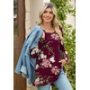 image:imagePOPYOUNG Womens Long Sleeve Tunic Tops Fall Long Shirts to Wear with Leggings Loose Fit Dressy Crewneck BlouseCrewneckfloral Wine