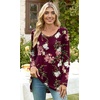 image:imagePOPYOUNG Womens Long Sleeve Tunic Tops Fall Long Shirts to Wear with Leggings Loose Fit Dressy Crewneck BlouseCrewneckfloral Wine