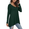 image:imagePOPYOUNG Womens Long Sleeve Tunic Tops Fall Shirts to Wear with Leggings Loose Fit Dressy VNeck Blouse M5XLVdrak Green