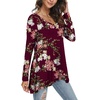 image:imagePOPYOUNG Womens Long Sleeve Tunic Tops Fall Shirts to Wear with Leggings Loose Fit Dressy VNeck Blouse M5XLVfloral Wine