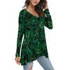 image:imagePOPYOUNG Womens Long Sleeve Tunic Tops Fall Shirts to Wear with Leggings Loose Fit Dressy VNeck Blouse M5XLVgreen Leaves