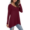 image:imagePOPYOUNG Womens Long Sleeve Tunic Tops Fall Shirts to Wear with Leggings Loose Fit Dressy VNeck Blouse M5XLVwine Red