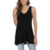 image:imagePOPYOUNG Womens Long Tunic Tank to Wear with Leggings Summer VNeck Sleeveless Tops Loose ShirtsSleevelessblack