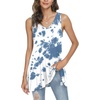 image:imagePOPYOUNG Womens Long Tunic Tank to Wear with Leggings Summer VNeck Sleeveless Tops Loose ShirtsSleevelessblue Tie Dye