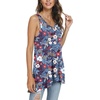image:imagePOPYOUNG Womens Long Tunic Tank to Wear with Leggings Summer VNeck Sleeveless Tops Loose ShirtsSleevelesscolorful Flowersblue
