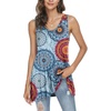 image:imagePOPYOUNG Womens Long Tunic Tank to Wear with Leggings Summer VNeck Sleeveless Tops Loose ShirtsSleevelessfloral Mixed Blue