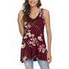 image:imagePOPYOUNG Womens Long Tunic Tank to Wear with Leggings Summer VNeck Sleeveless Tops Loose ShirtsSleevelessfloral Wine