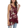 image:imagePOPYOUNG Womens Long Tunic Tank to Wear with Leggings Summer VNeck Sleeveless Tops Loose ShirtsSleevelessfloral Wine