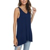 image:imagePOPYOUNG Womens Long Tunic Tank to Wear with Leggings Summer VNeck Sleeveless Tops Loose ShirtsSleevelessnavy Blue