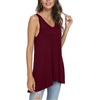 image:imagePOPYOUNG Womens Long Tunic Tank to Wear with Leggings Summer VNeck Sleeveless Tops Loose ShirtsSleevelesswine Red