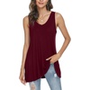 image:imagePOPYOUNG Womens Long Tunic Tank to Wear with Leggings Summer VNeck Sleeveless Tops Loose ShirtsSleevelesswine Red