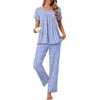 image:imagePOPYOUNG Womens Pajama Sets Summer Ladies Pjs 2 Piece Short SLeeve Loungewear Soft Lightweight SleepwearA1purplespotted White