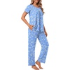 image:imagePOPYOUNG Womens Pajama Sets Summer Ladies Pjs 2 Piece Short SLeeve Loungewear Soft Lightweight SleepwearA2light Blue Folral