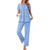 image:imagePOPYOUNG Womens Pajama Sets Summer Ladies Pjs 2 Piece Short SLeeve Loungewear Soft Lightweight SleepwearA2light Blue Folral