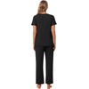 image:imagePOPYOUNG Womens Pajama Sets Summer Ladies Pjs 2 Piece Short SLeeve Loungewear Soft Lightweight SleepwearBlack