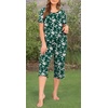 image:imagePOPYOUNG Womens Pajama Sets Summer Ladies Pjs 2 Piece Short SLeeve Loungewear Soft Lightweight SleepwearFloral Green