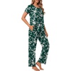 image:imagePOPYOUNG Womens Pajama Sets Summer Ladies Pjs 2 Piece Short SLeeve Loungewear Soft Lightweight SleepwearFloral Green