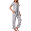 image:imagePOPYOUNG Womens Pajama Sets Summer Ladies Pjs 2 Piece Short SLeeve Loungewear Soft Lightweight SleepwearPink Stargray